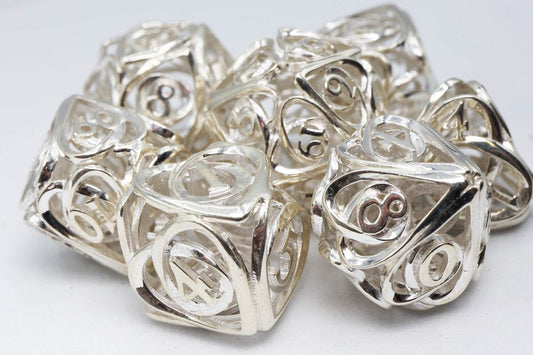 Hollow Hearts: Sterling Silver - Premium RPG Metal Dice Set - 
