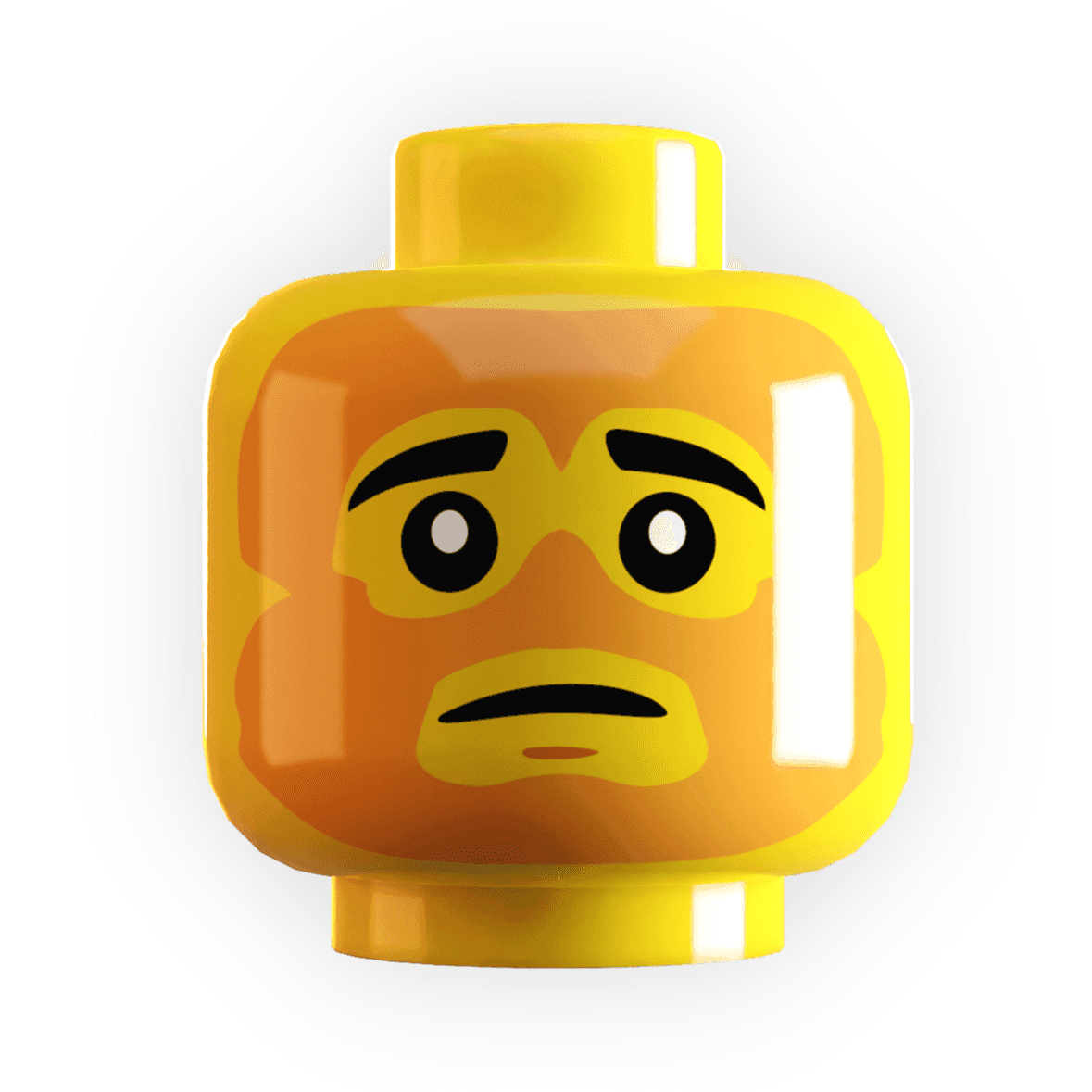Sunburnt Minifig Head made using LEGO part - Yellow Flesh
