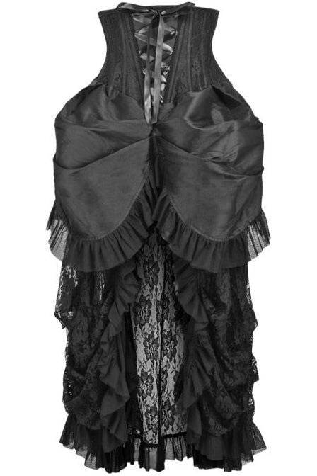 Top Drawer Steel Boned Black Lace Victorian Bustle Underbust Corset Dress - Small