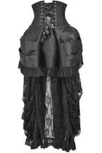 Top Drawer Steel Boned Black Lace Victorian Bustle Underbust Corset Dress - Small