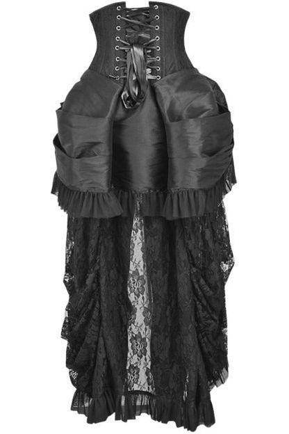 Top Drawer Steel Boned Black Lace Victorian Bustle Underbust Corset Dress - Small