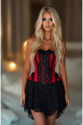 Top Drawer Steel Boned Strapless Red/Black Lace Victorian Corset Dress