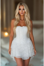 Top Drawer Steel Boned Strapless White Lace Victorian Corset Dress