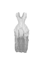 Top Drawer Steel Boned White Lace Victorian Bustle Corset Dress - Small