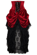 Top Drawer Steel Boned Dark Red Velvet Victorian Bustle Underbust Corset Dress - Small