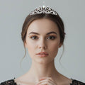 Marquise Stone Cluster Centered Rhinestone Pave Princess Tiara