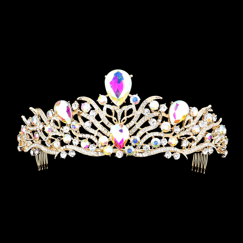 Teardrop Stone Accented Pageant Princess Tiara