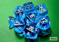 Translucent Polyhedral Tropical Blue/white 7-Die Set (with bonus die) - 