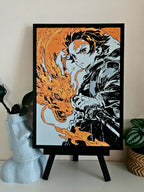 Tanjiro Hinokami Kagura Filament Painting – Demon Slayer Anime Wall Art