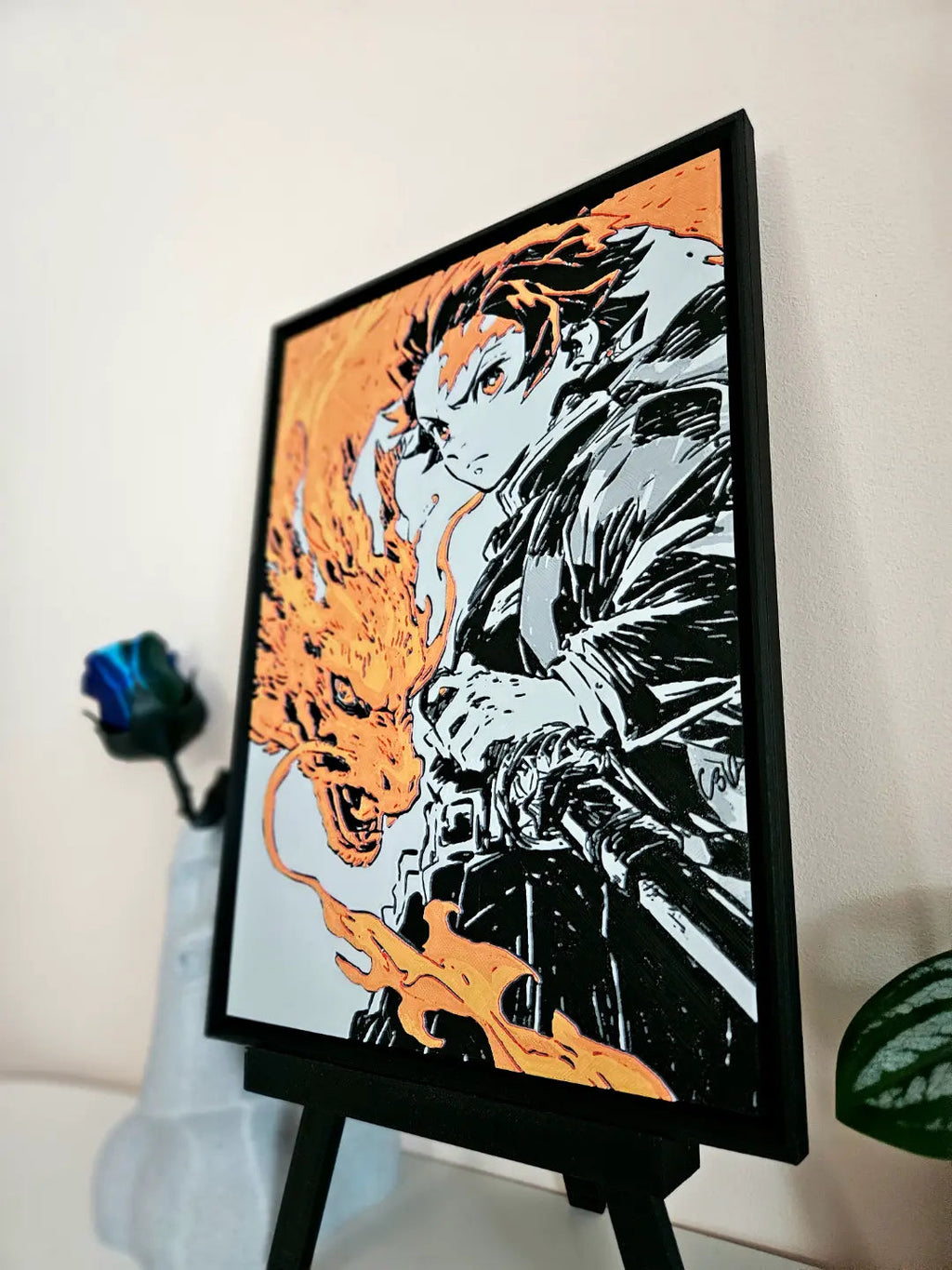 Tanjiro Hinokami Kagura Filament Painting – Demon Slayer Anime Wall Art