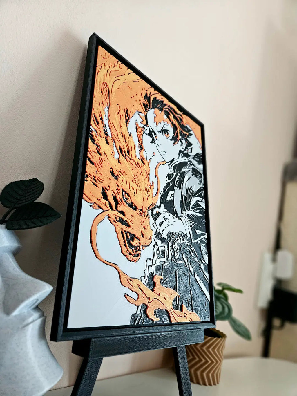 Tanjiro Hinokami Kagura Filament Painting – Demon Slayer Anime Wall Art