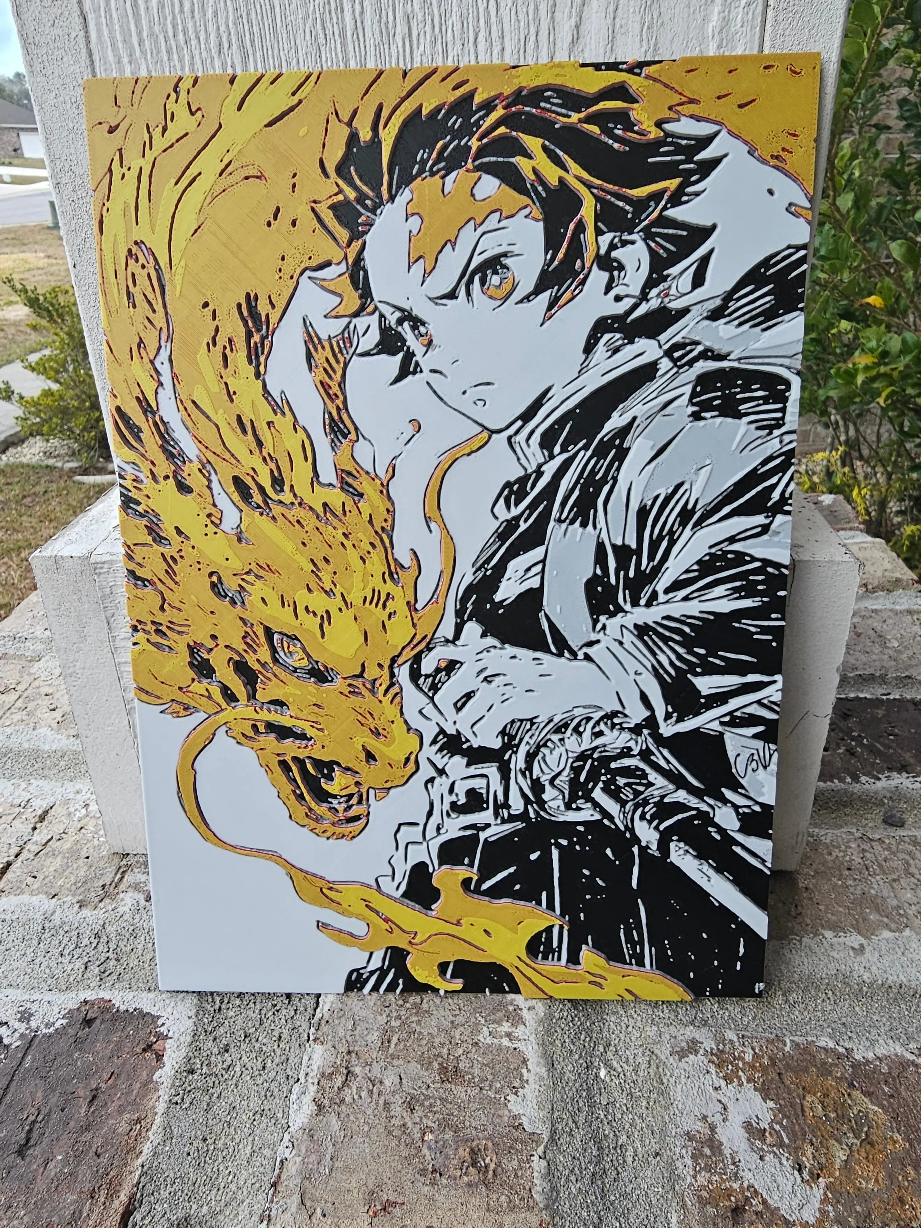 Tanjiro Hinokami Kagura Filament Painting – Demon Slayer Anime Wall Art