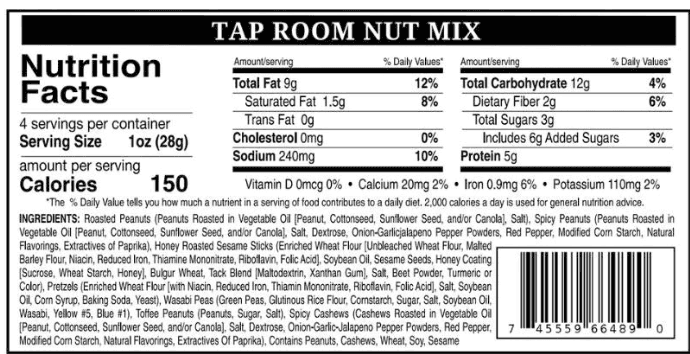 Taproom Nut Mix – 1 Pound of Spicy, Savory Snack Blend in Gift Bag | Perfect for Beer Pairing - 
