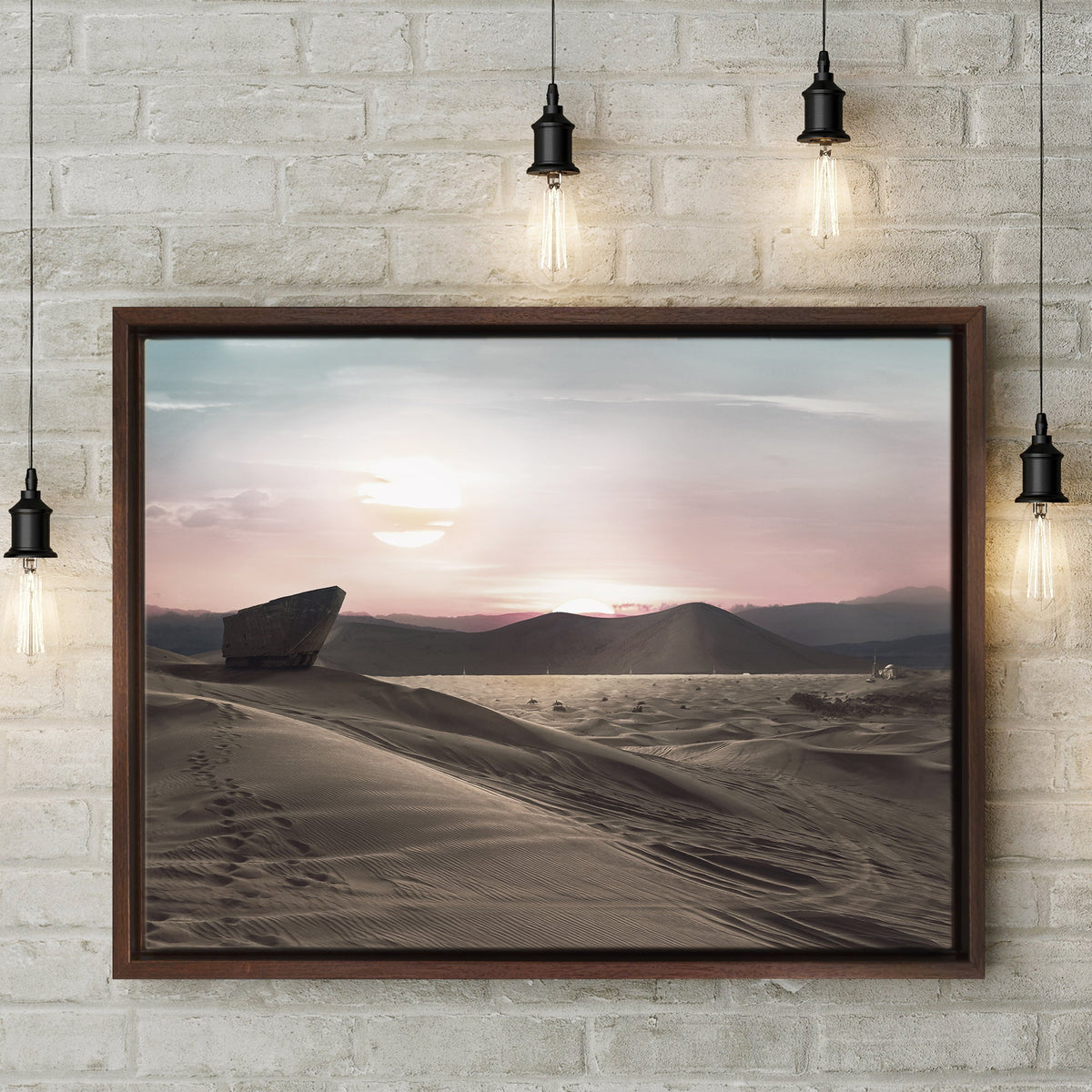 Tatooine Binary Sunset Star Wars Framed Canvas Art