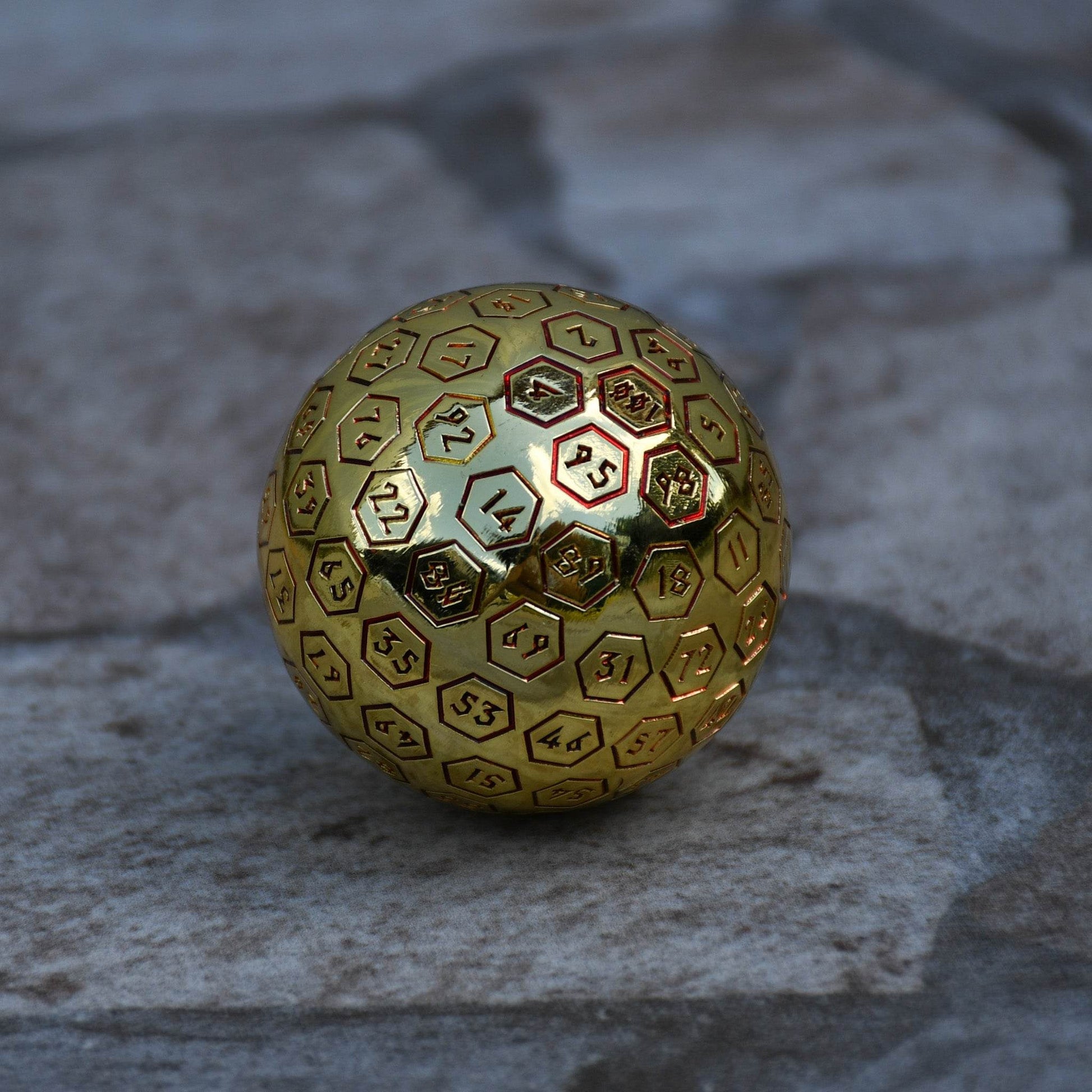 The Orb D100 - Red and Gold Metal Die - 