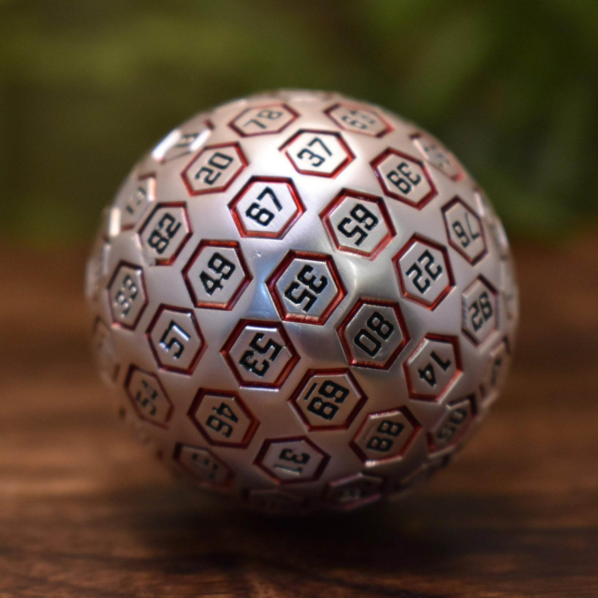 The Orb D100 - Red and Matte Silver Metal Die - 