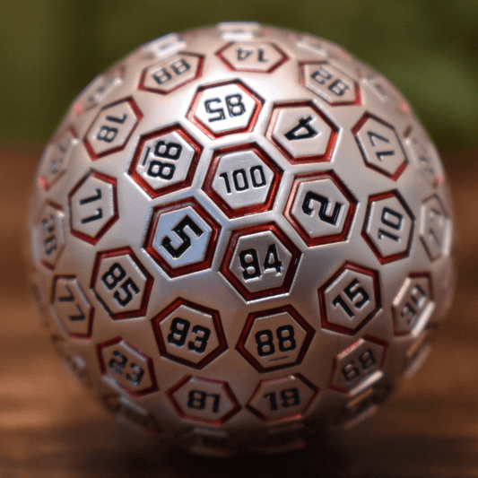 The Orb D100 - Red and Matte Silver Metal Die - 