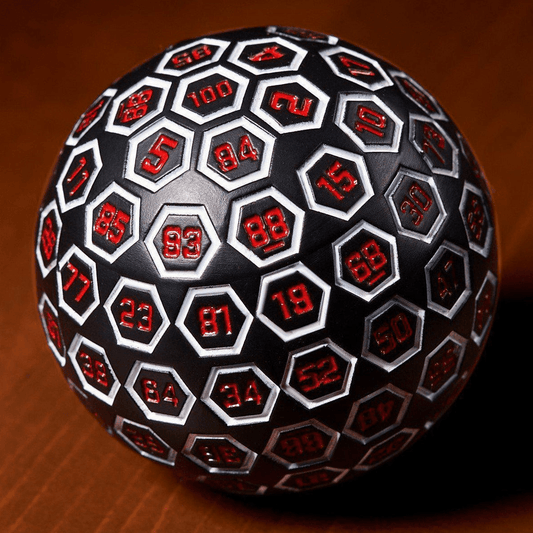 The Orb D100 - White, Red, and Black Metal Die - 