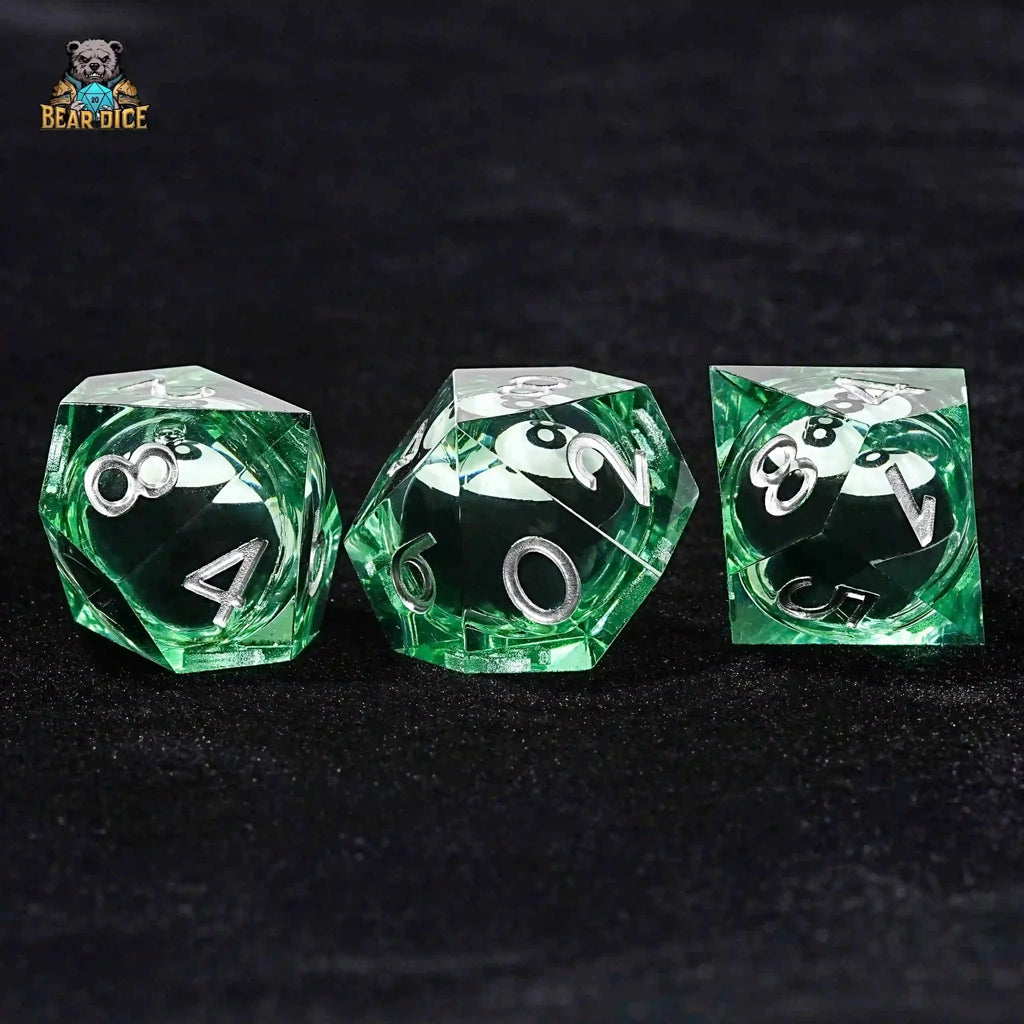 Green Transparent Resin 10-Sided Dice - No. 8 Billiard Liquid Core D10 Dice