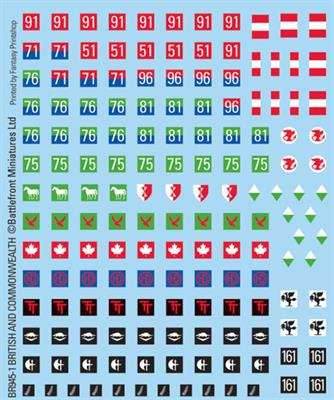 Flames of War: British and Commonwealth Decals - 