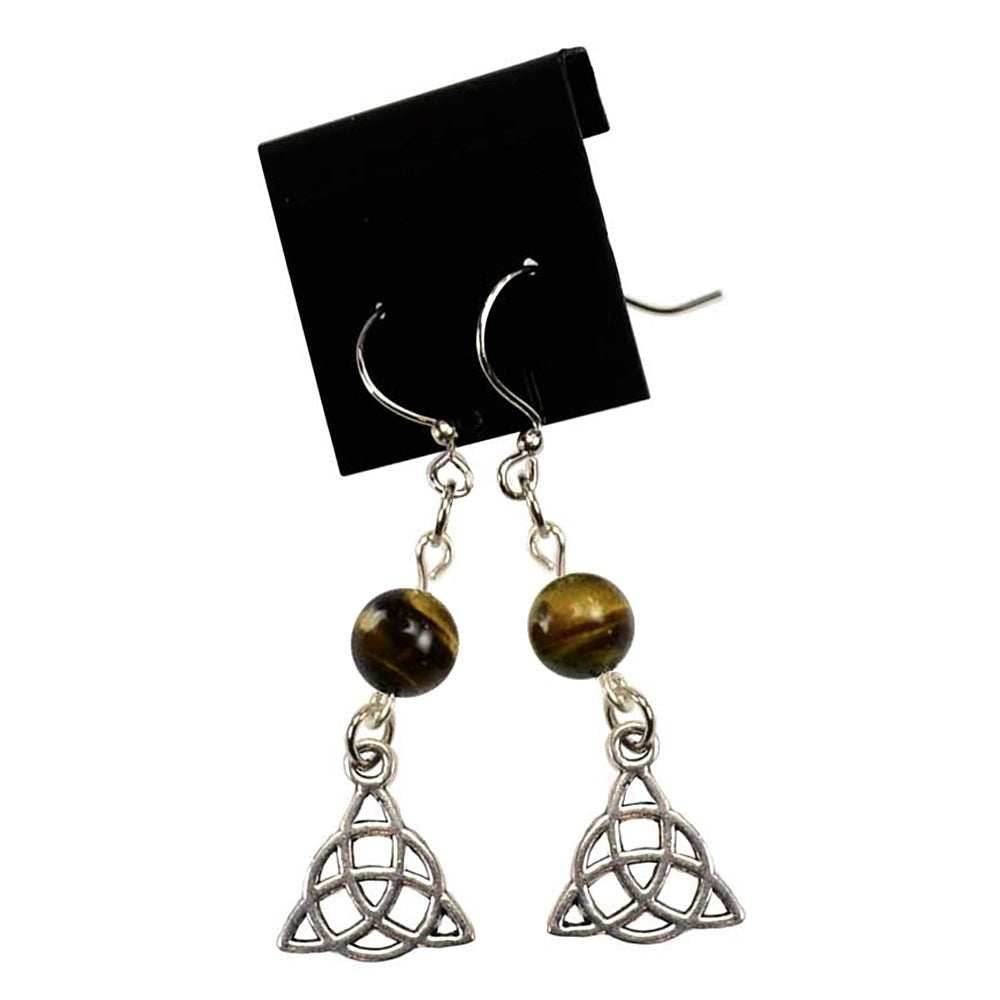 Tiger's Eye Triquetra Earrings - 
