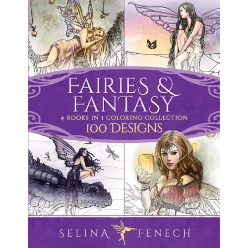 Fairies and Fantasy Coloring Collection: 4 Books in 1 - 100 Designs - Paperback - 