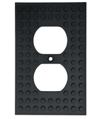 Black Build-On Duplex Outlet Cover Wall Plate for Kids’ Rooms - 