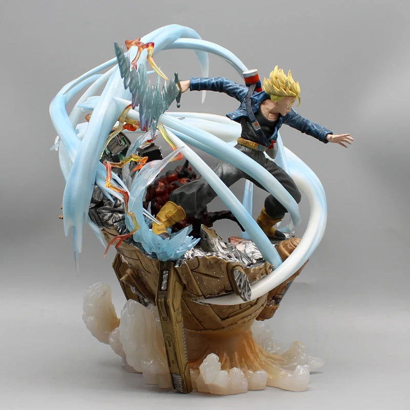 Trunks Shining Sword Attack 2 Heads Figures, Dragon Ball Z Anime Figurines Pvc Statue Gk Model 25 cm
