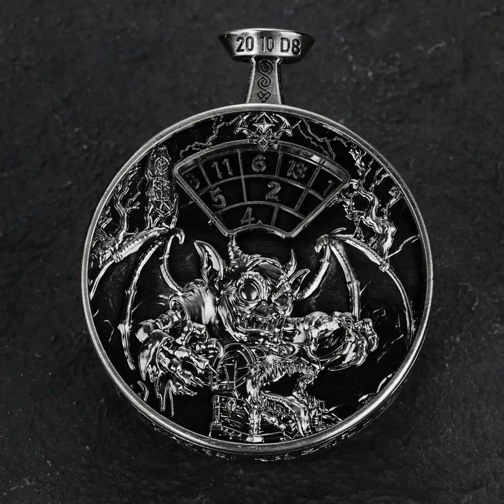 Unique Metal DND Spinning Dice Pocket Watch