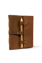 Brown Leather 100-Page Journal with Wooden Pencil