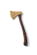 Wooden Play Axe with Norse Motif Engraving