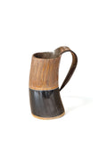 Two-Tone Horn Stein with Carved Motif and Wood Base