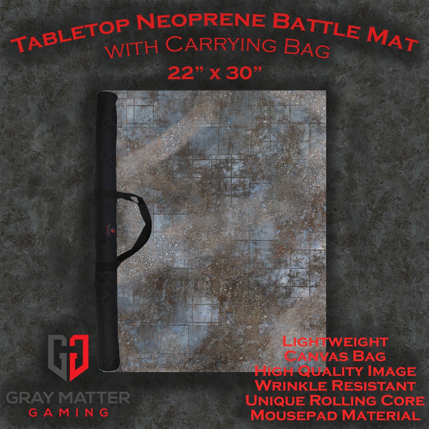 Urban Ruins - Neoprene Battle Mat - Warhammer, AoS, 40K, Kill Team, MCP, Shatterpoint, Legion, Deadzone, More - 22x30