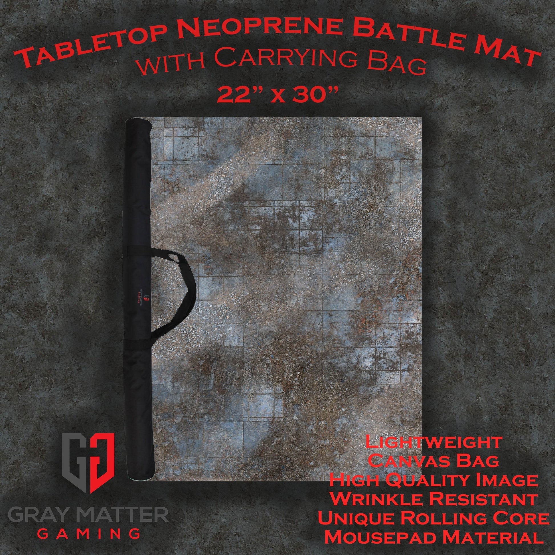Urban Ruins - Neoprene Battle Mat - Warhammer, AoS, 40K, Kill Team, MCP, Shatterpoint, Legion, Deadzone, More - 22x30