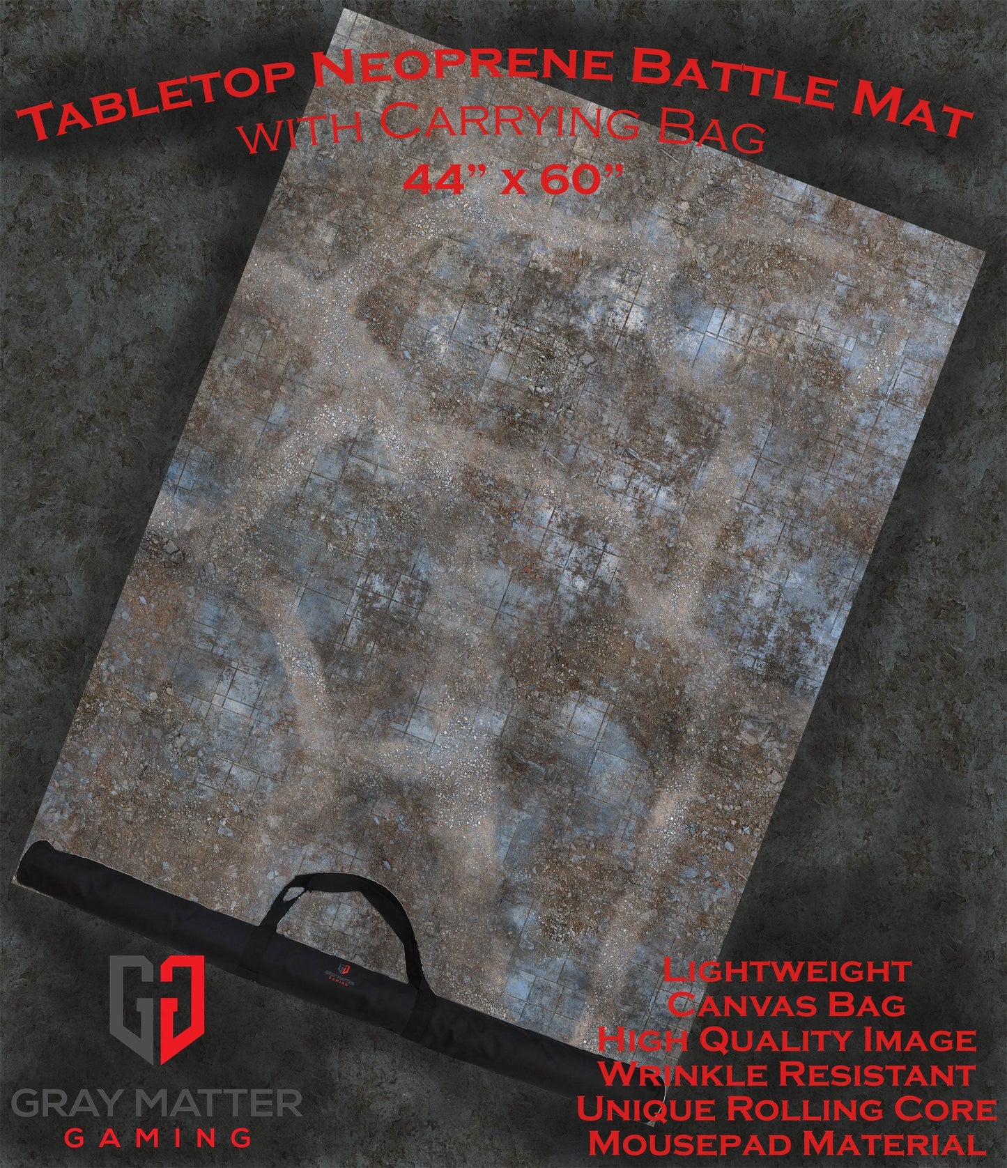 Urban Ruins - Neoprene Battle Mat - Warhammer, AoS, 40K, Kill Team, MCP, Shatterpoint, Legion, Deadzone, More - 44x60