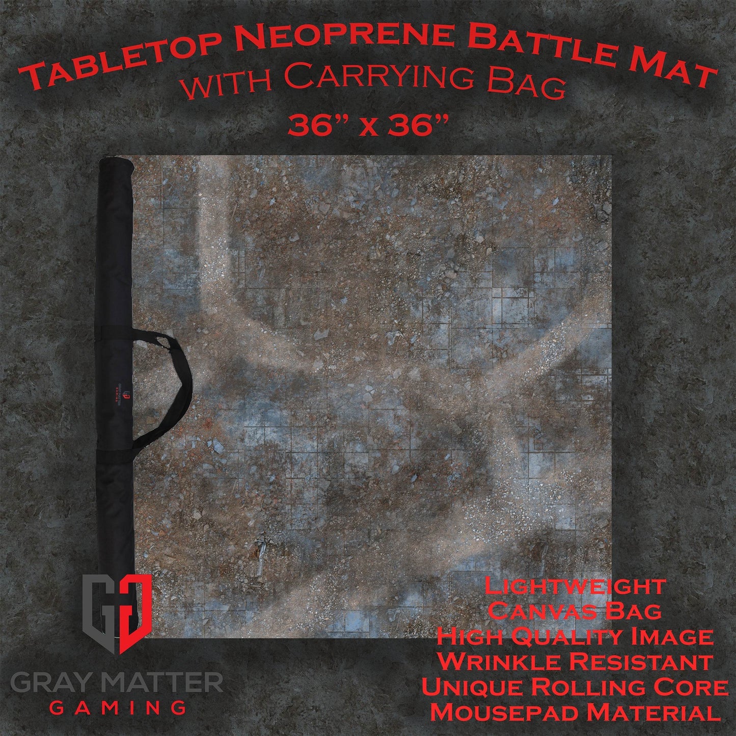 Urban Ruins - Neoprene Battle Mat - Warhammer, AoS, 40K, Kill Team, MCP, Shatterpoint, Legion, Deadzone, More - 36x36