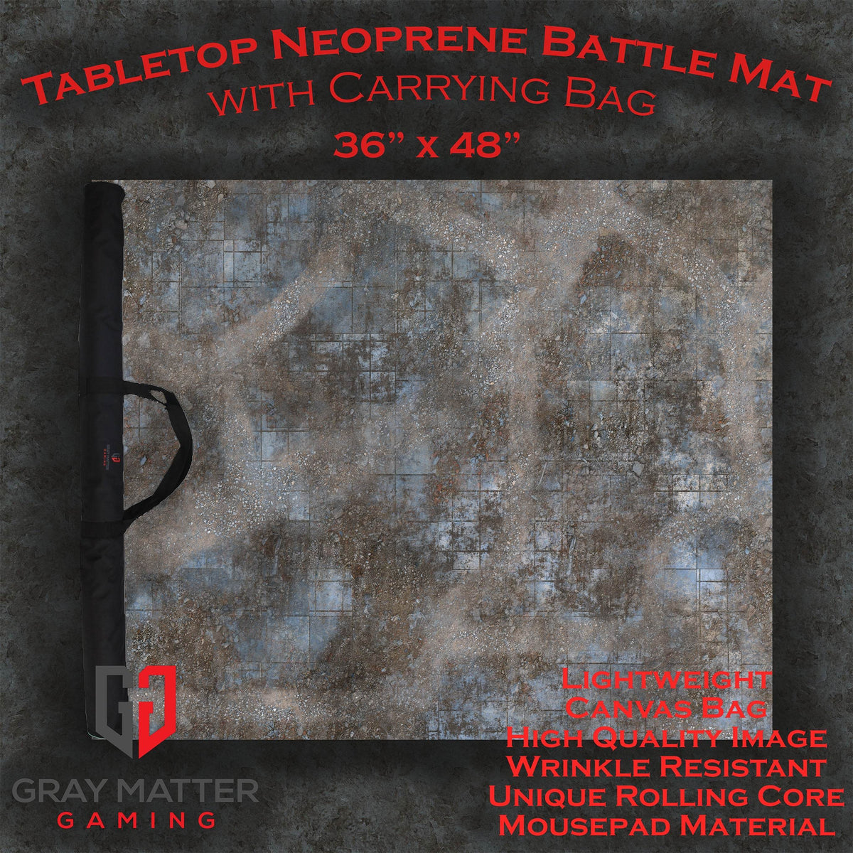 Urban Ruins - Neoprene Battle Mat - Warhammer, AoS, 40K, Kill Team, MCP, Shatterpoint, Legion, Deadzone, More - 36x48