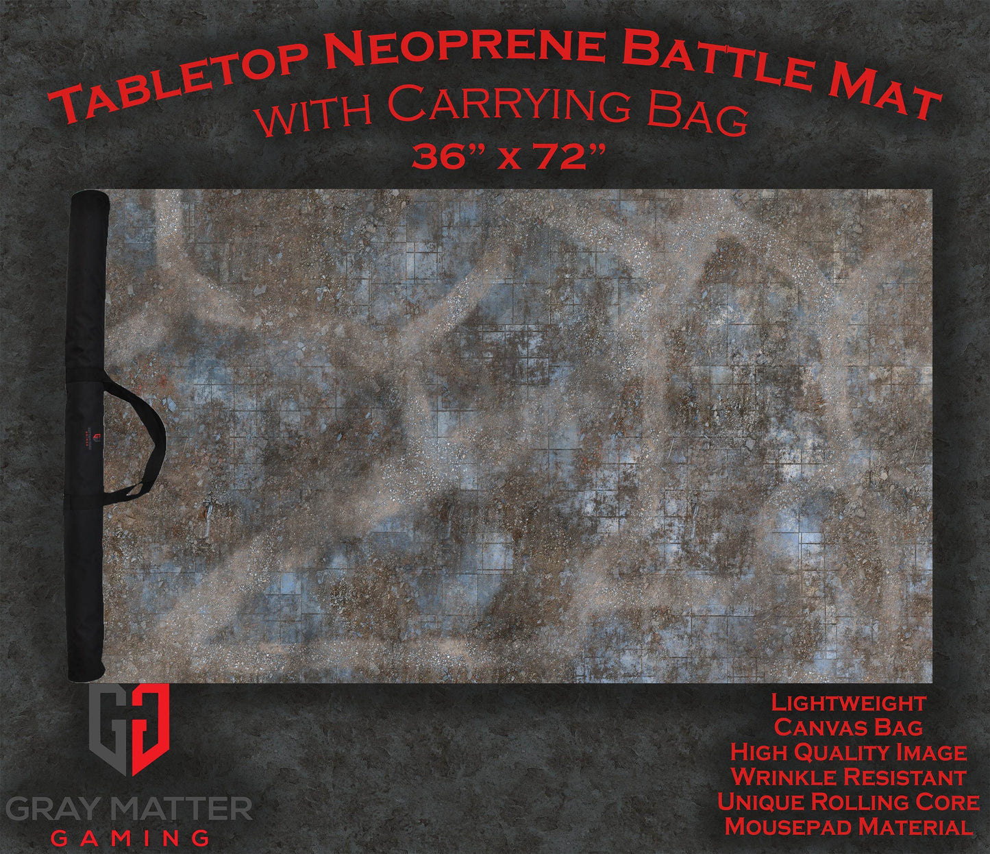 Urban Ruins - Neoprene Battle Mat - Warhammer, AoS, 40K, Kill Team, MCP, Shatterpoint, Legion, Deadzone, More - 36x72