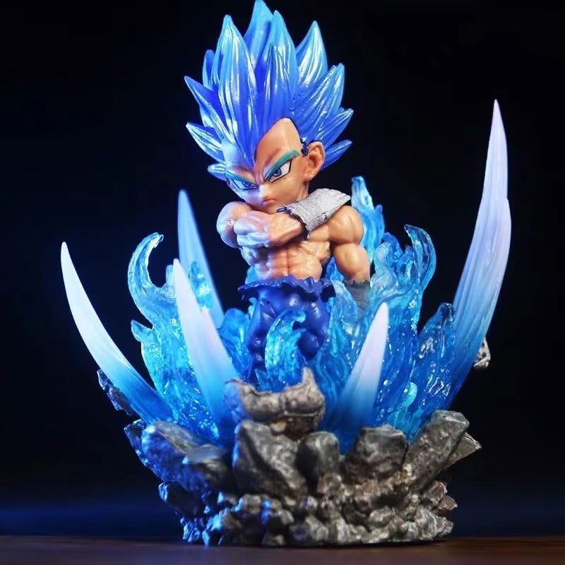 Vegeta, Goku, and Zamasu Anime Chibi LED Figures, Dragon Ball Super Cute Kawaii Mini Anime Figurines Collection 10 cm