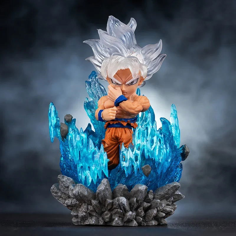 Vegeta, Goku, and Zamasu Anime Chibi LED Figures, Dragon Ball Super Cute Kawaii Mini Anime Figurines Collection 10 cm