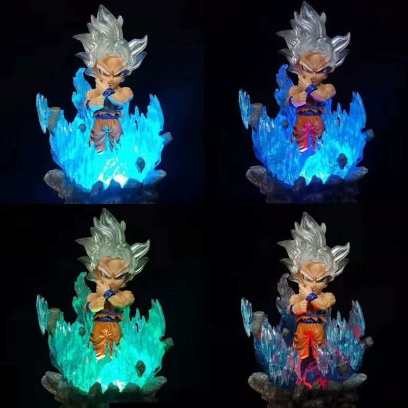 Vegeta, Goku, and Zamasu Anime Chibi LED Figures, Dragon Ball Super Cute Kawaii Mini Anime Figurines Collection 10 cm