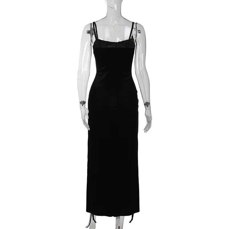 Velvet High Split Cross Dress