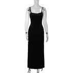 Velvet High Split Cross Dress