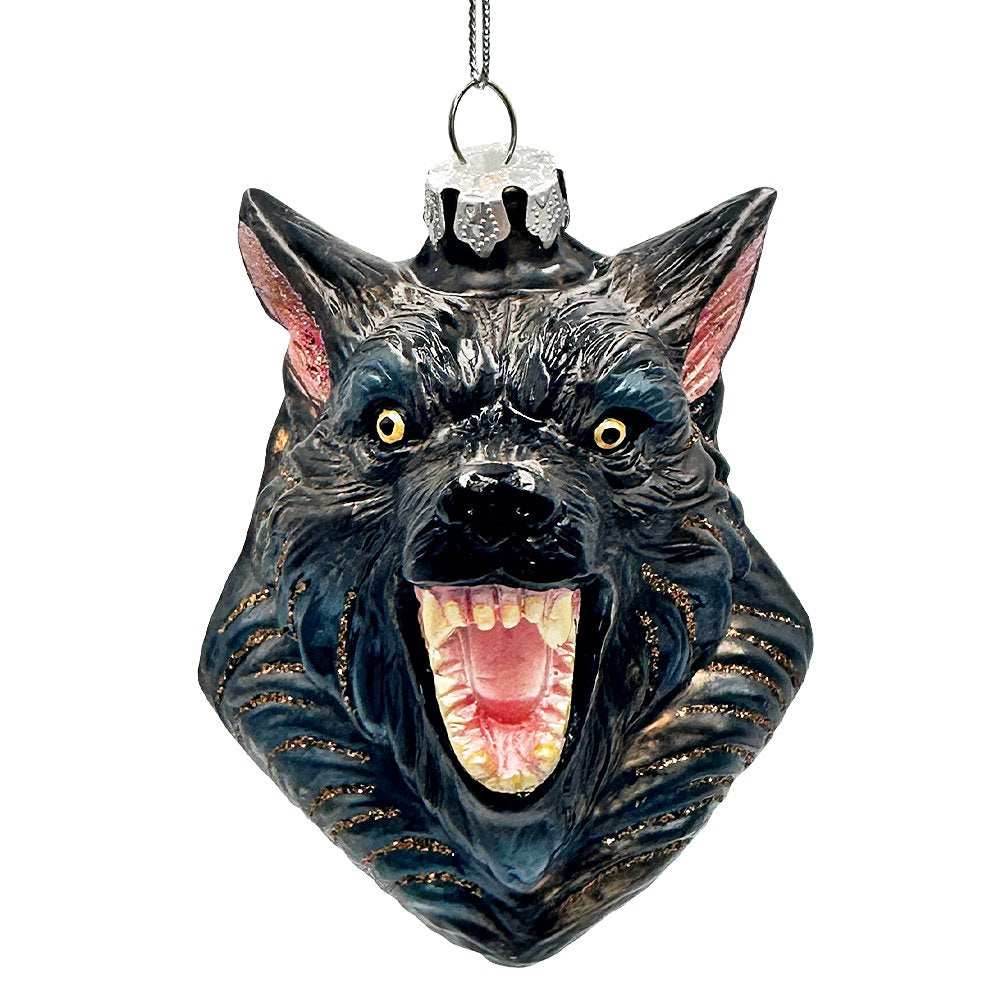 Classic Werewolf Horror Theme Glass Ornament, Vintage Halloween Tree Decoration - 