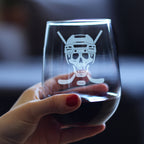 Hockey Skull Engraved Stemless Wine Glass Gifts Hockey Gifts for Coach or Players Large Wine Glasses - 17 oz