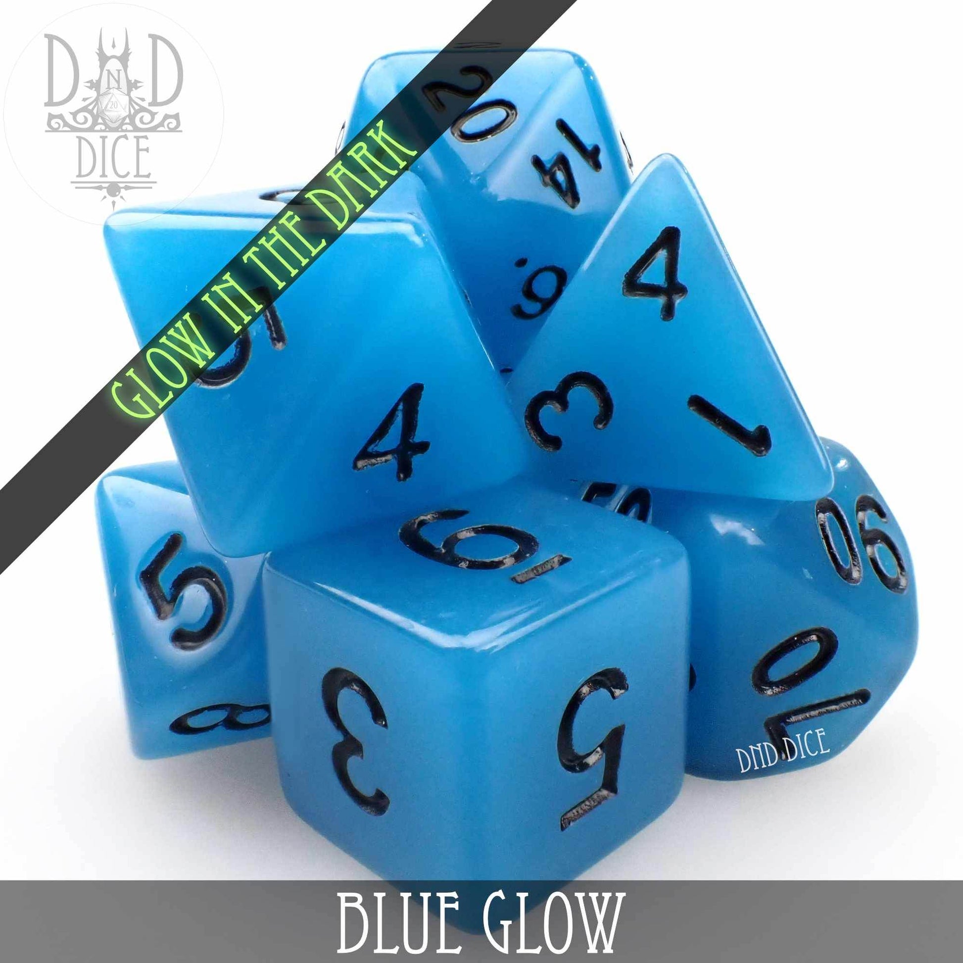 Blue Glow in the Dark Dice Set - 