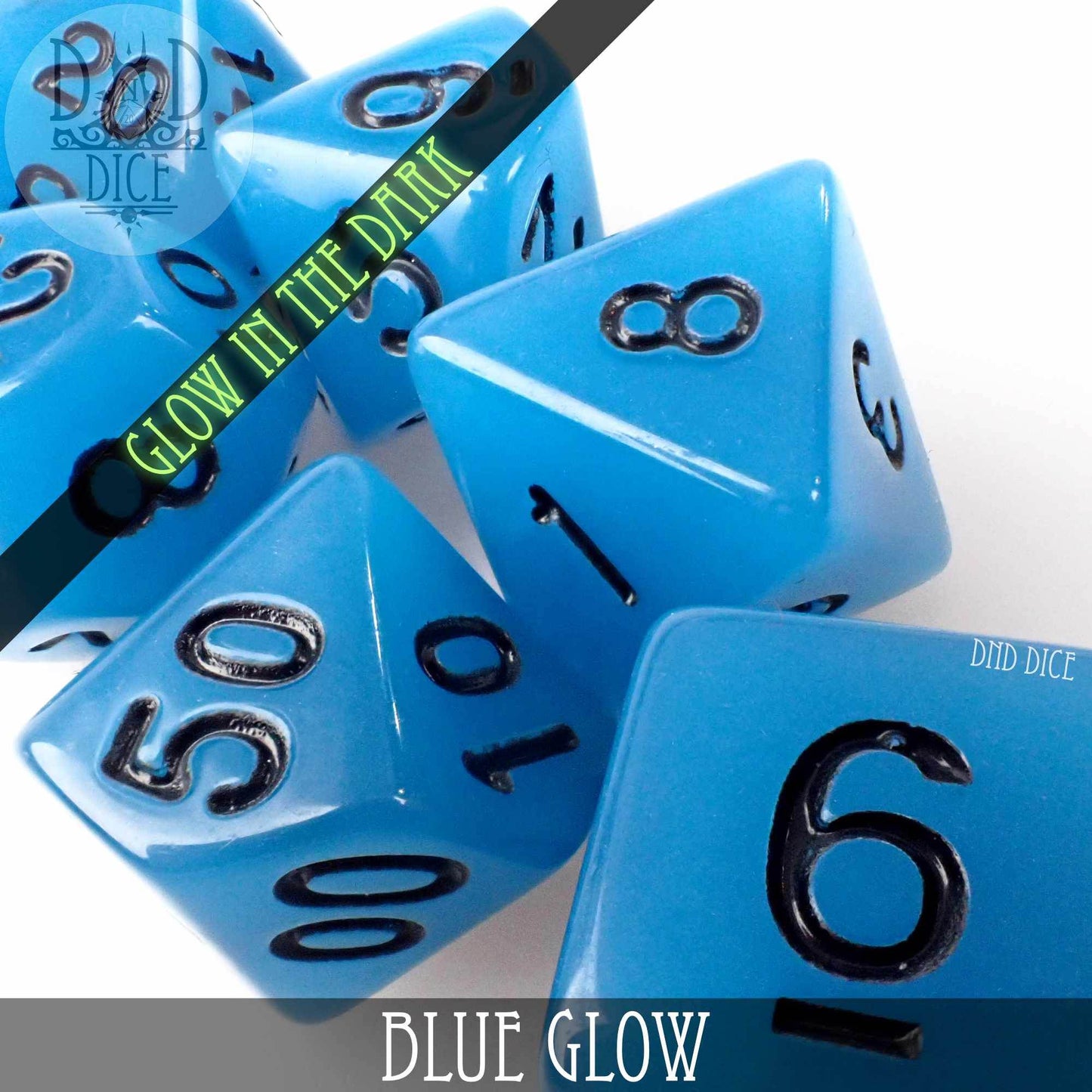 Blue Glow in the Dark Dice Set - 