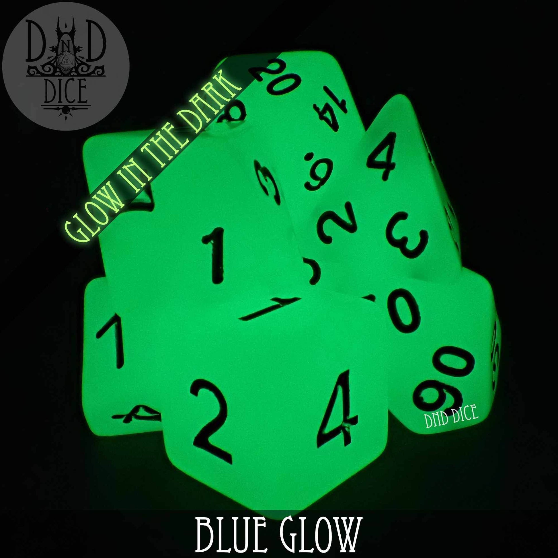 Blue Glow in the Dark Dice Set - 