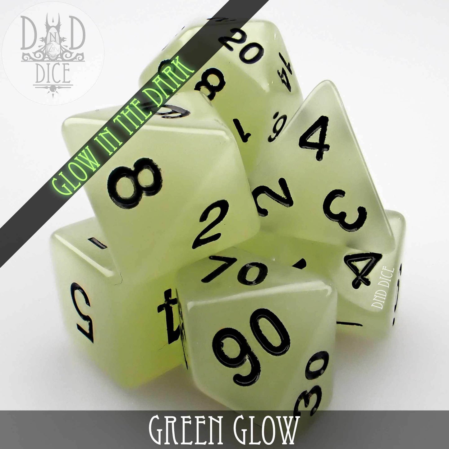 Green Glow in the Dark Dice Set - 