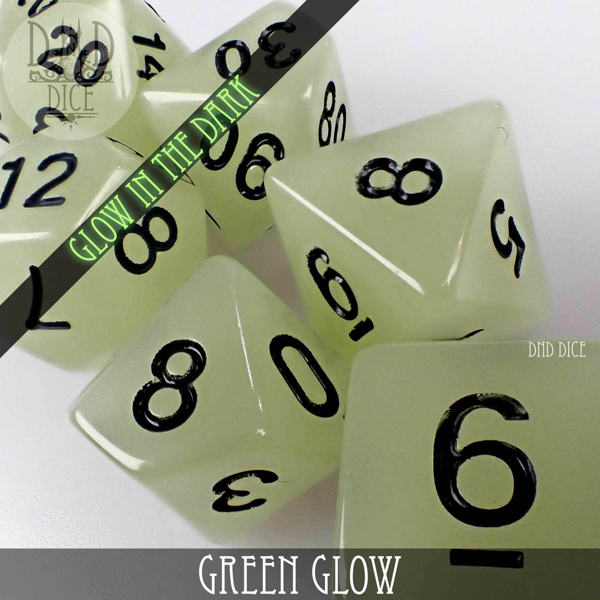 Green Glow in the Dark Dice Set - 